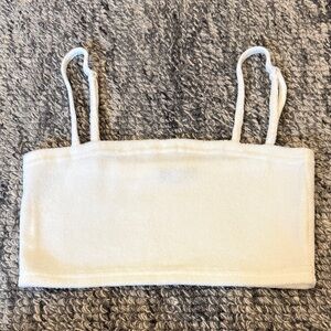 By.DYLN white terry cloth Crop Top